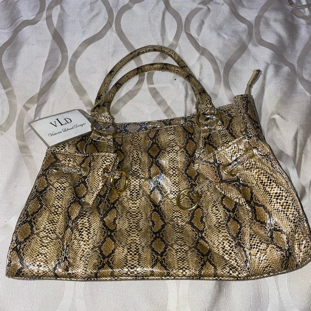 Faux Snakeskin Purse with Gold Accents💛